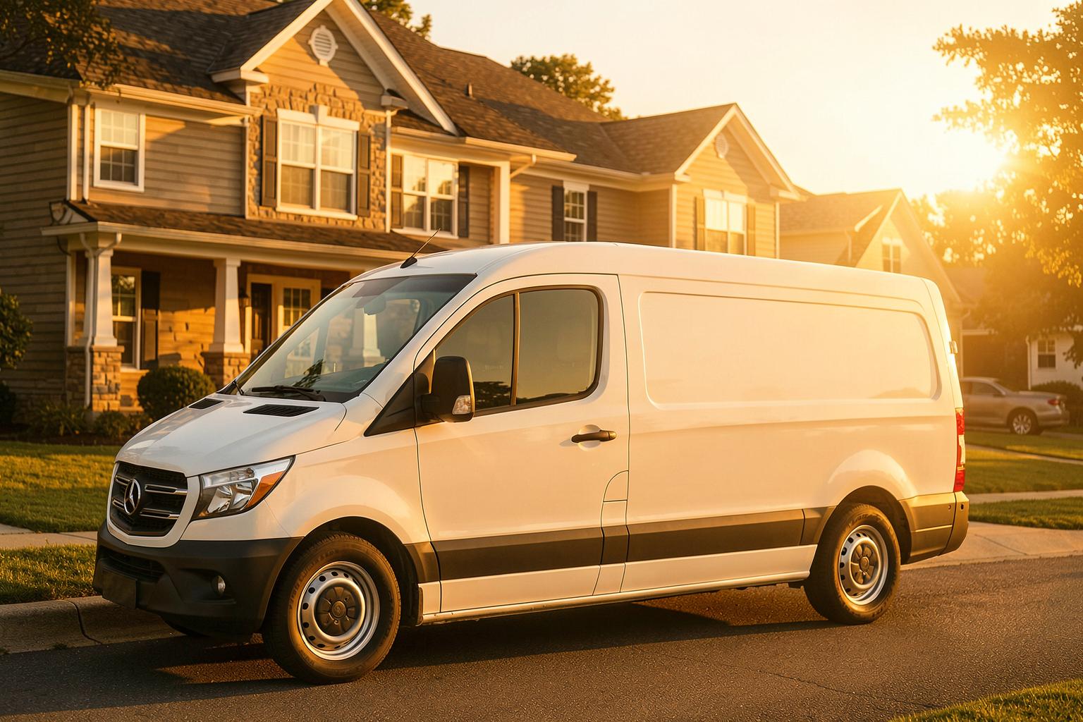 Service van at golden hour